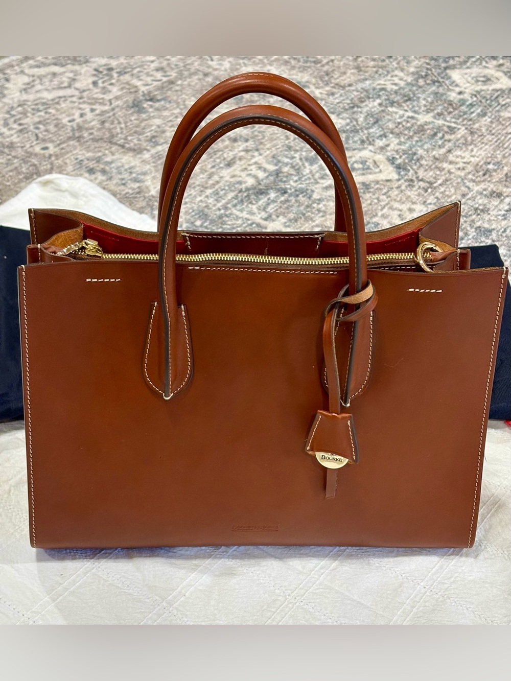Dooney & Bourke Alto Estelle Satchel in Saddle brown Italian leather